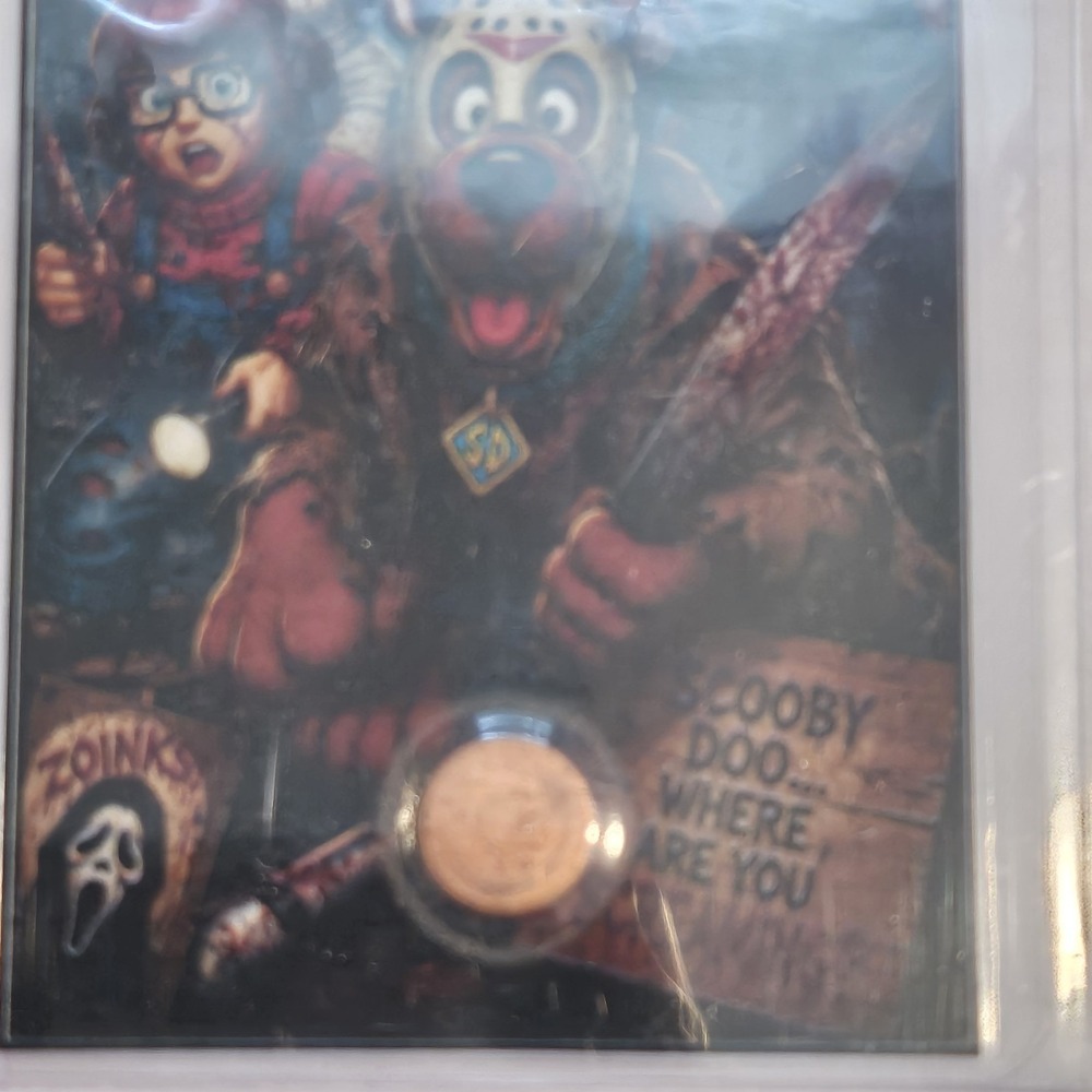 Scooby Doo Horror Fan Art 3 Gram Copper Bullion Round Card Jason Freddy Michael - Picture 2 of 3